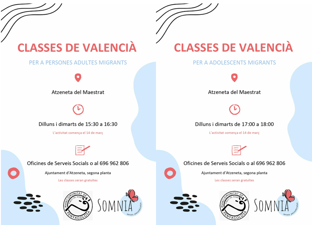 Classes de Valencia per adolescents migrants, ajuntament d' Atzeneta, 14 de març