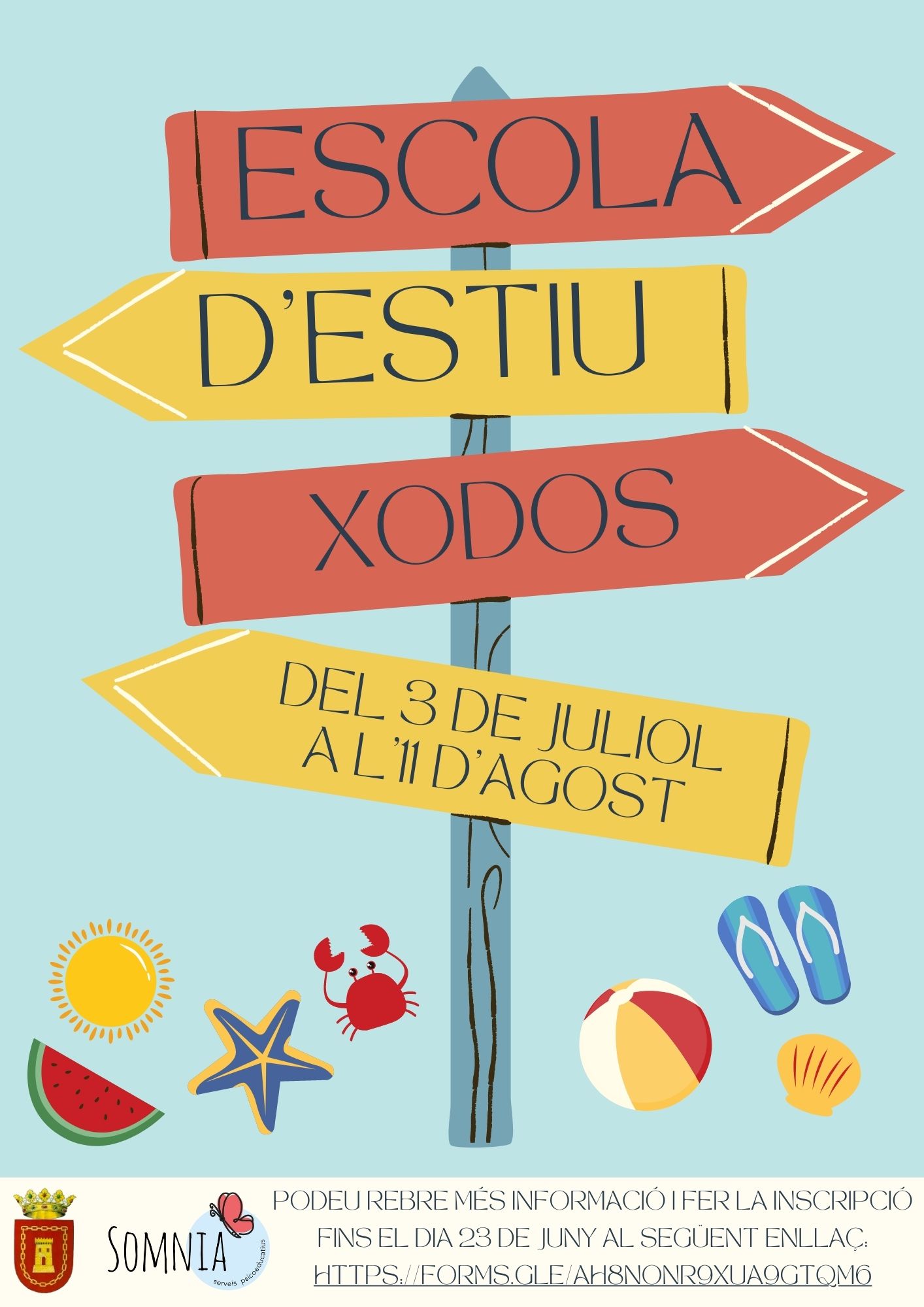 cartel informativo de las inscripciones de verano en Culla, Castellon